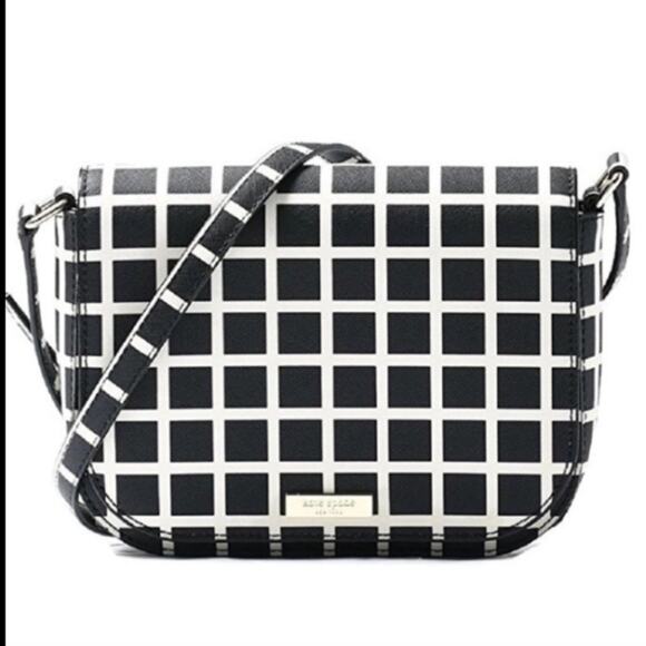 Kate Spade Carsen crossbody Laurel Way black white Printed Check preppy summer - Picture 1 of 15